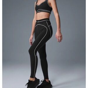 ALO Yoga Black Leggings with White Piping